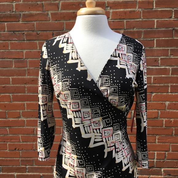 90s/Y2K BCBGMaxAzria Faux Wrap Dress, M - Picture 4 of 6